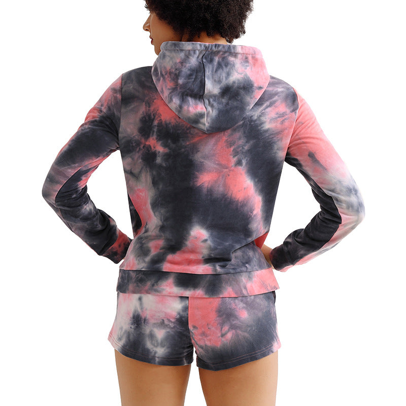 Two-piece suit with tie-dye sweater