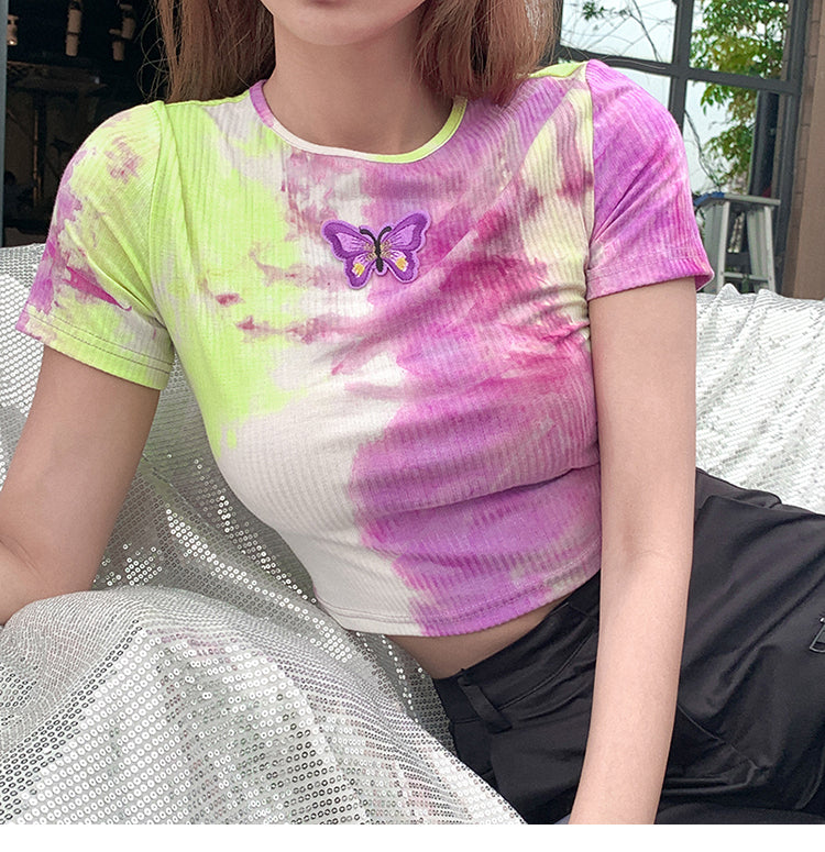 Tie-dye butterfly t-shirt short sleeve shirt