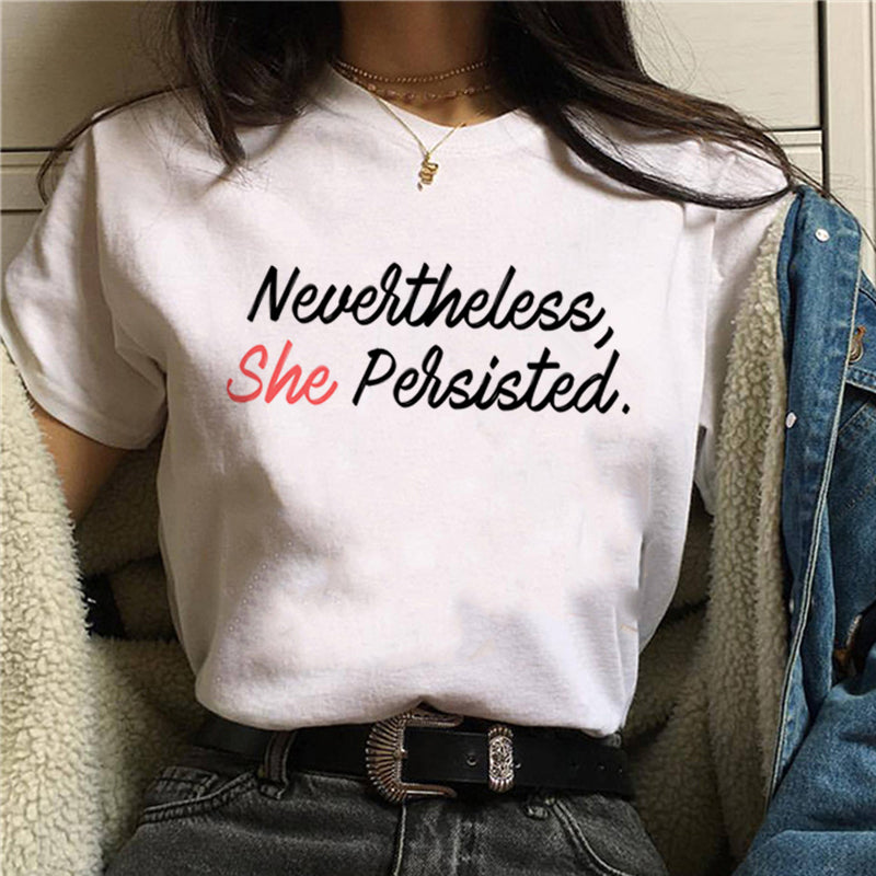 Women's Printed Feminism Print Ladies Short Sleeve T-shirt