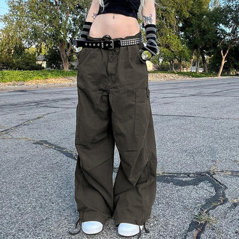 Ladies Fashion Panel Drawstring Woven Trousers