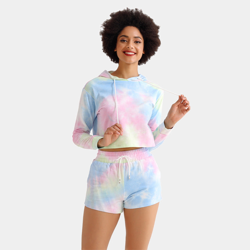 Two-piece suit with tie-dye sweater