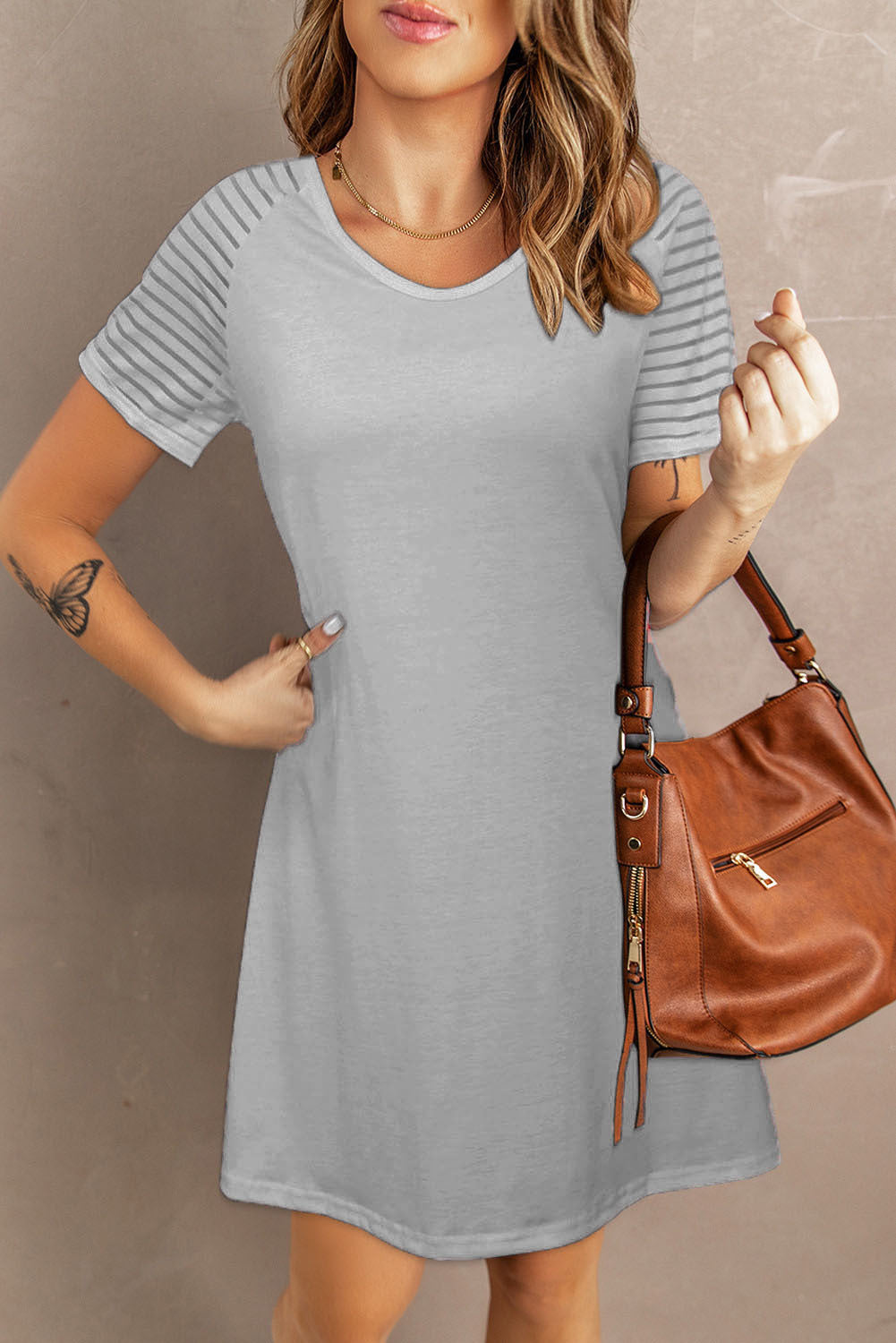 European And American Summer New Casual V-neck Short Sleeve Printed Casual Patchwork Dress For Women