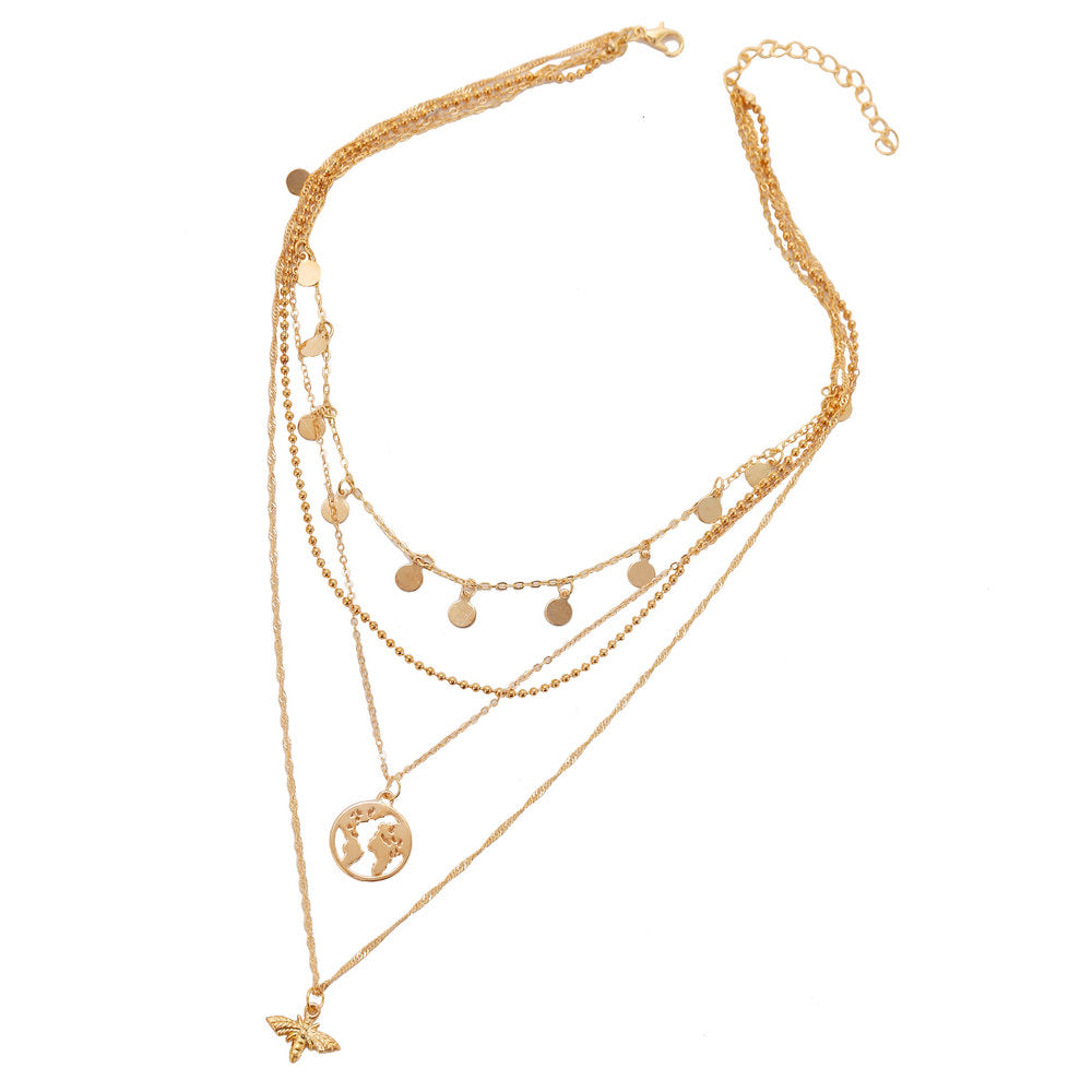 Bee pendant multilayer necklace