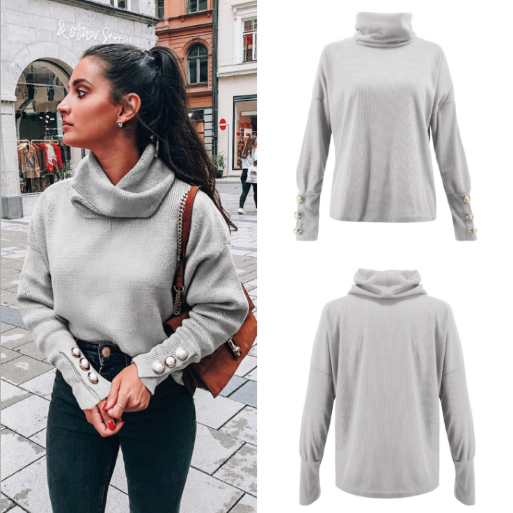 High collar sweater loose knit top