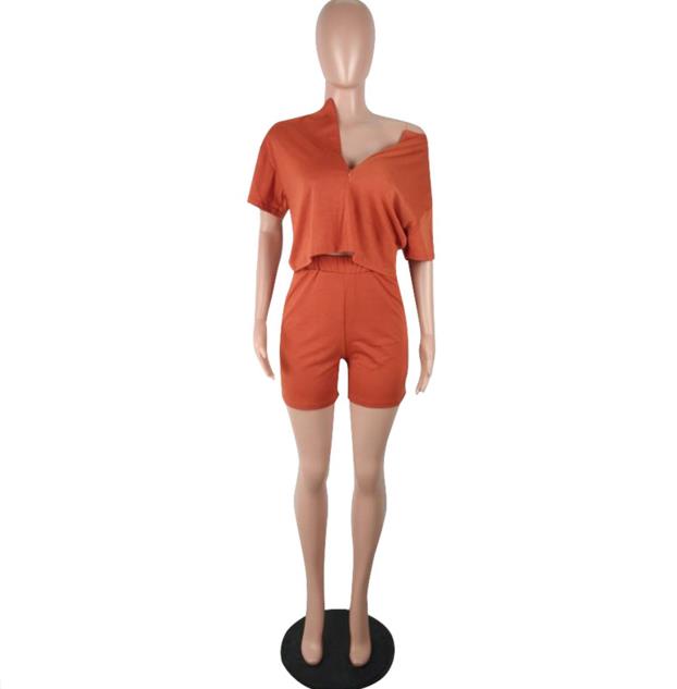 Women Pure Color Two Piece Set