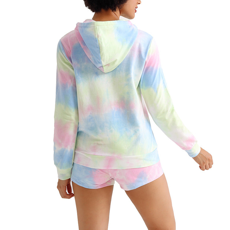 Two-piece suit with tie-dye sweater