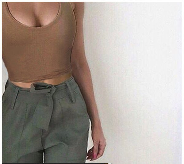 Summer Woman Halter Tops Crop Top White Vest Small Suspenders