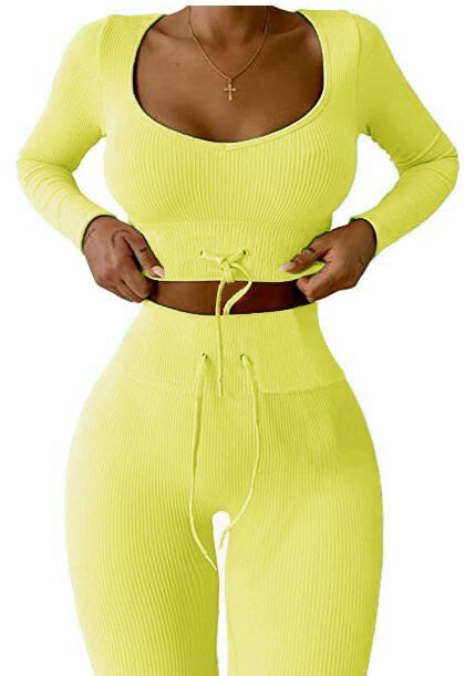 Autumn And Winter New Knitted Nine-point Long-sleeved Sports Yoga Suit