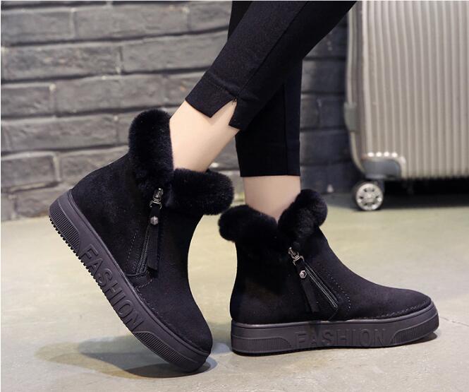 Winter Boots Warm Suede Leather Boots Women Shoes Wedges Non-slip Women Boots