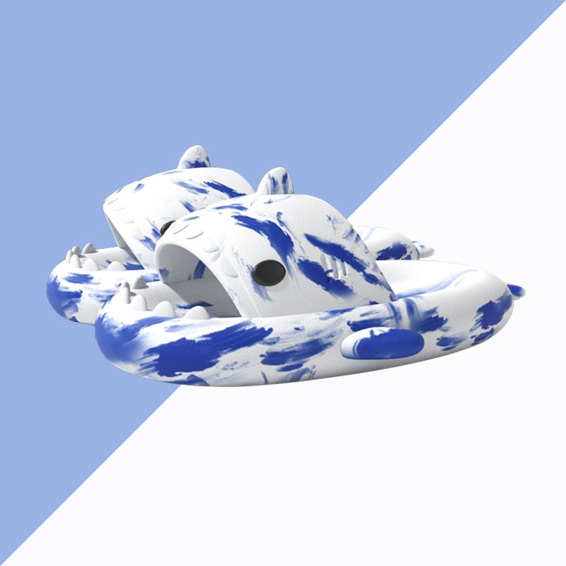 Two-color Shark 4CM Thick-soled Sandals Men's EVA Lightweight Shit-stepping Home Slippers Couple Beach Flip-flops Women