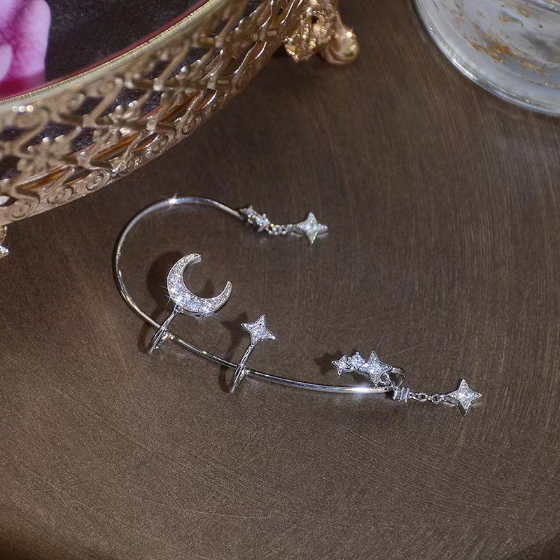 Moon Splash Star River Design Super Fairy Star Moon Ear Clip Ear Hanging Japanese And Korean Girl No Pierced Cold Wind Ear Rings