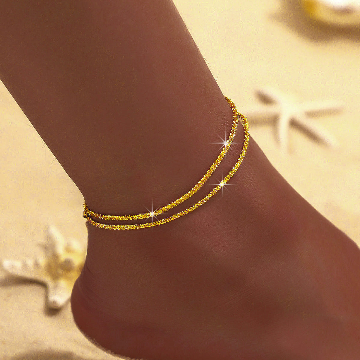 Female Fashion Cross Double-circle Anklet