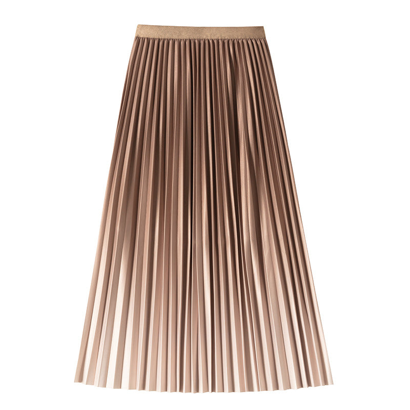 Niche Gradient Color Pleated High-grade Drape Mid-length Skirt