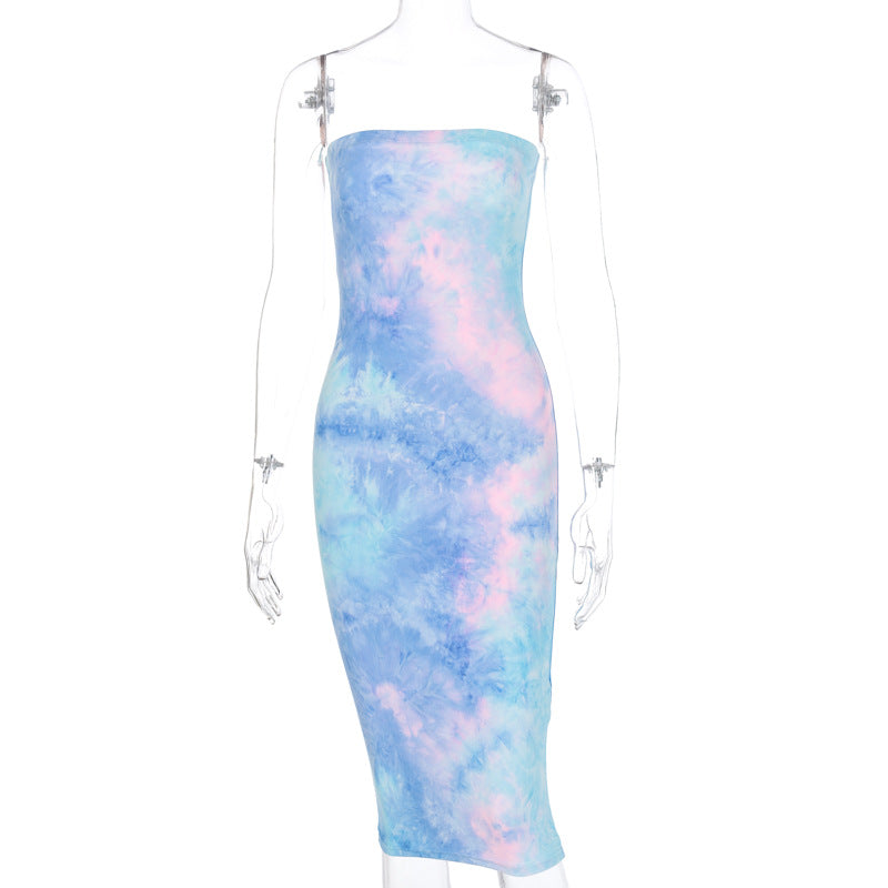 Sleeveless tube top midi skirt