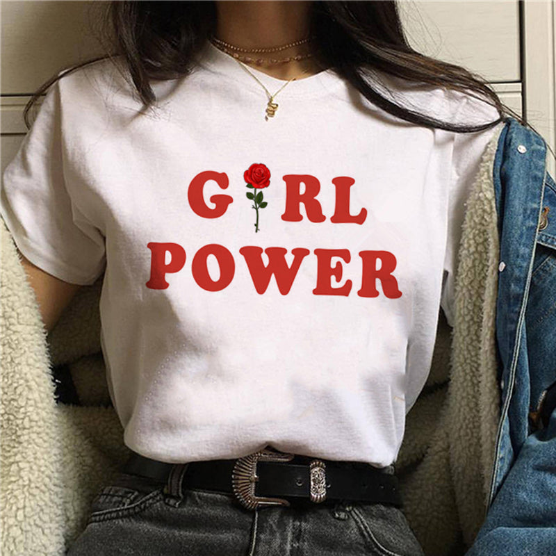 Women's Printed Feminism Print Ladies Short Sleeve T-shirt