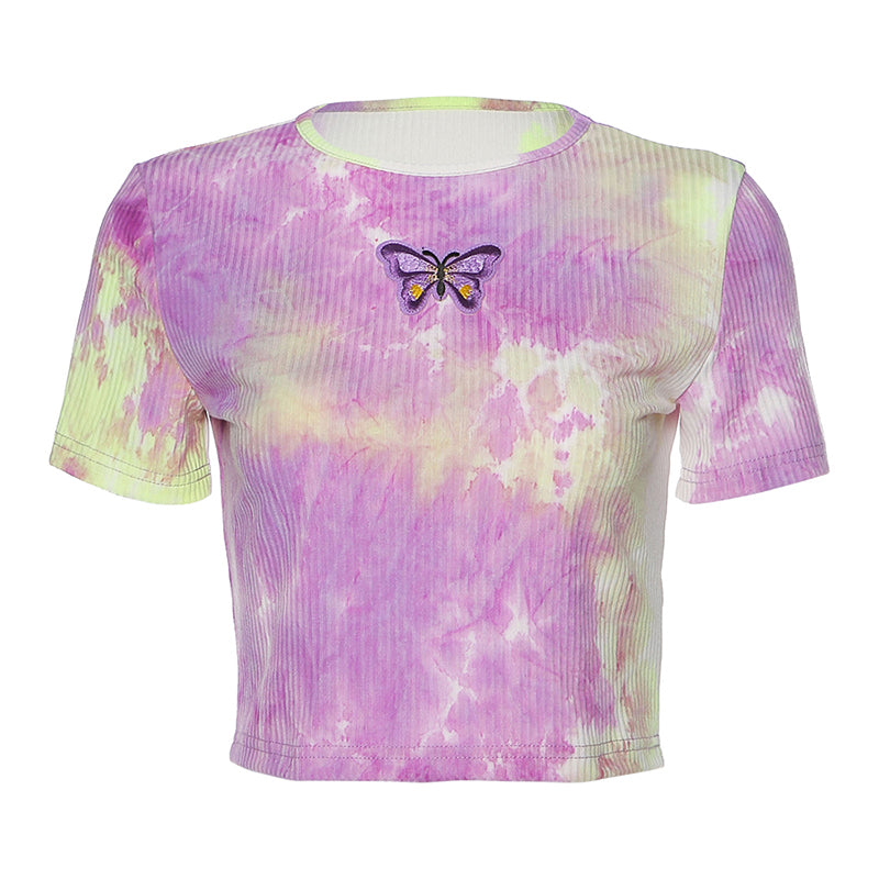 Tie-dye butterfly t-shirt short sleeve shirt