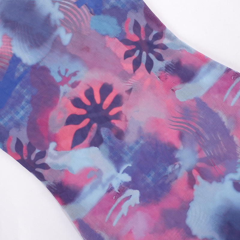 Gauze Printed Casual Long Dress