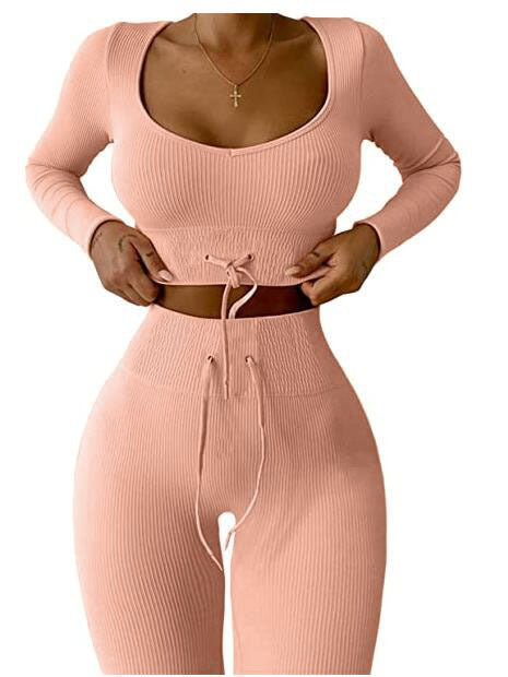 Autumn And Winter New Knitted Nine-point Long-sleeved Sports Yoga Suit