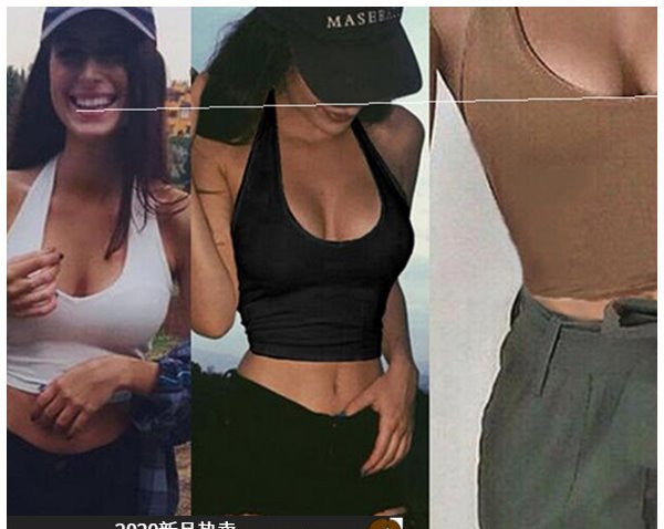 Summer Woman Halter Tops Crop Top White Vest Small Suspenders