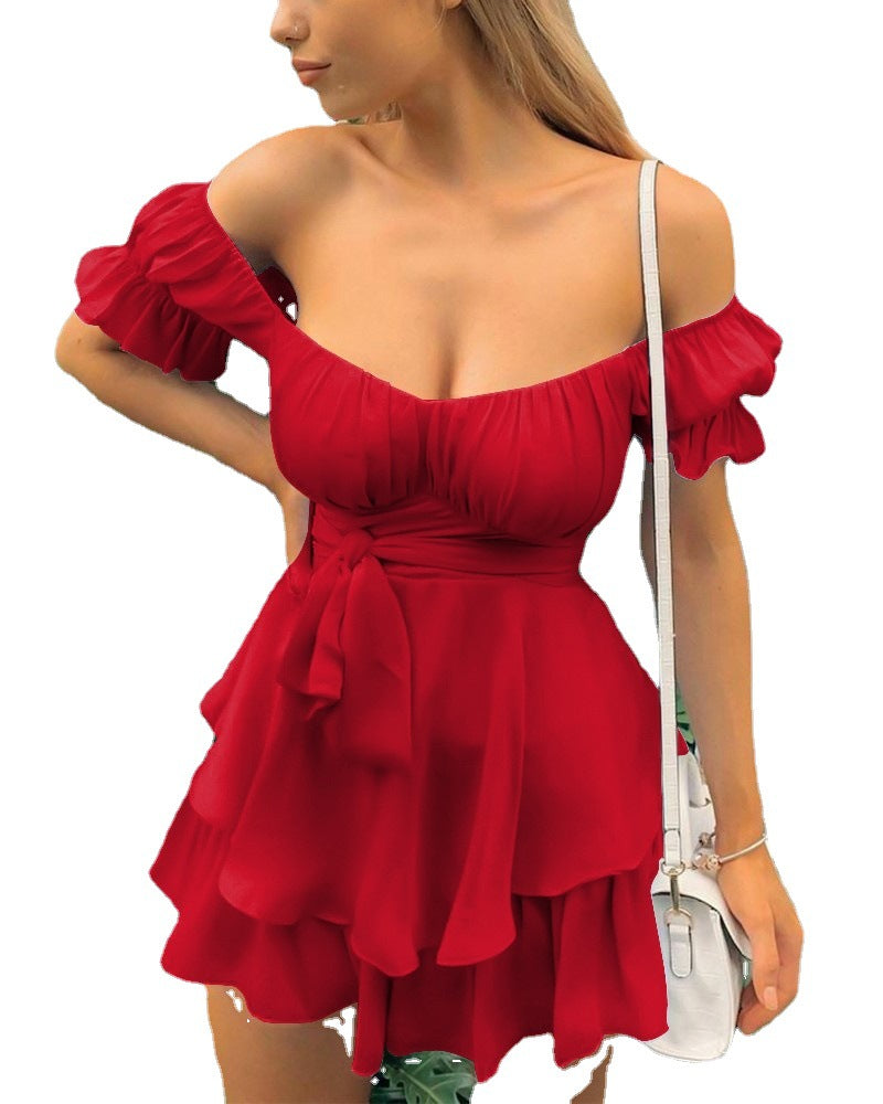 Thin And Temperament Commuter Short-sleeved Skirt