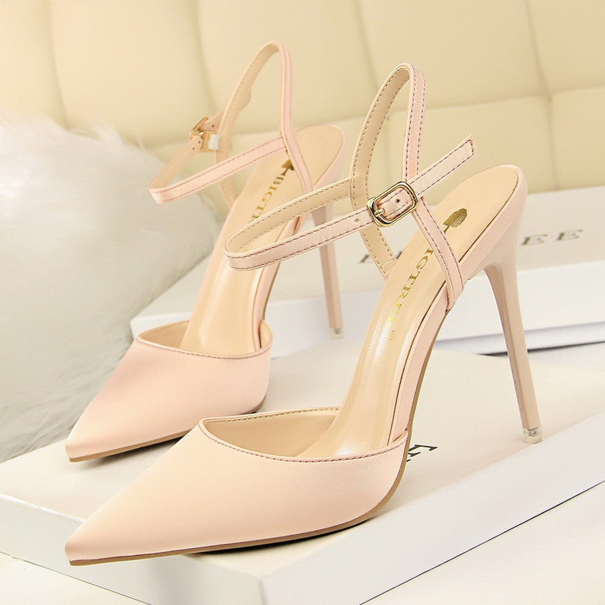 Stiletto High-heeled Satin Shallow Mouth Pointy Sexy Nightclub Thin Sandals