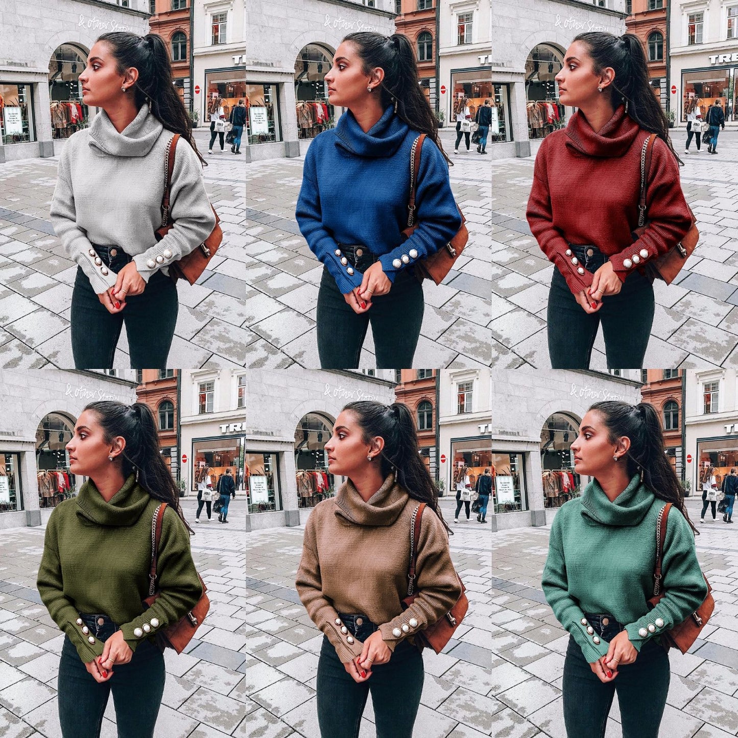 High collar sweater loose knit top