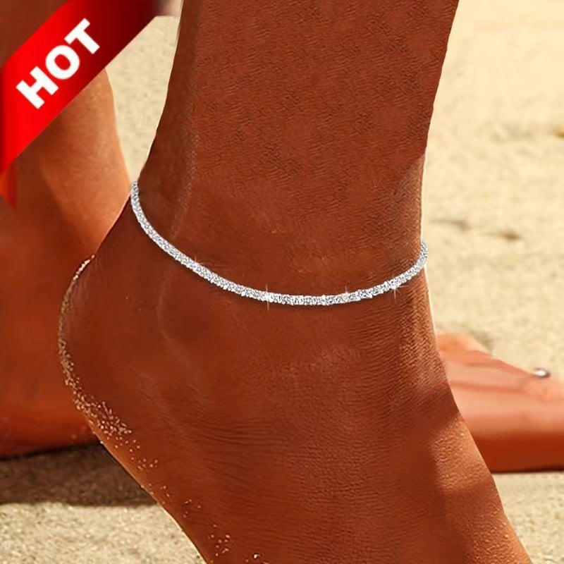 Female Fashion Cross Double-circle Anklet