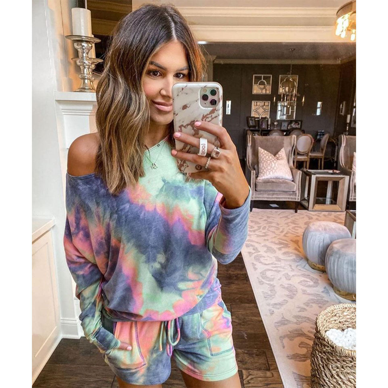 Tie-dye printing fashion home casual shorts
