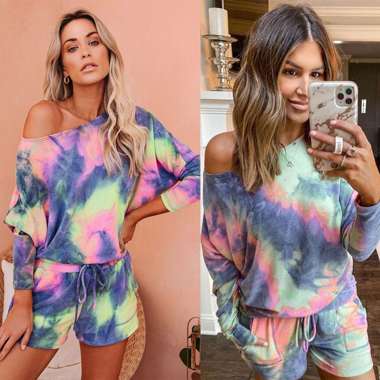 Tie-dye printing fashion home casual shorts