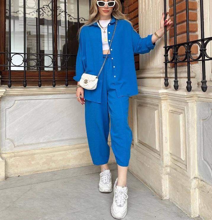 Womens Button Down Lounge Sets Long Sleeve Shirts And 2 Piece Outfit Set Casual Loungewear With Pockets
