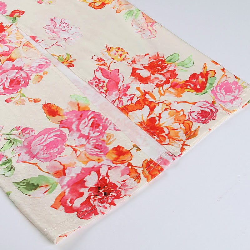Elegant Strap Flower High Sense Fashion Long Skirt