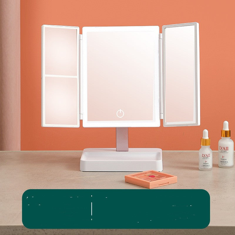 Desktop makeup mirror with lights Intelligent folding mirror
