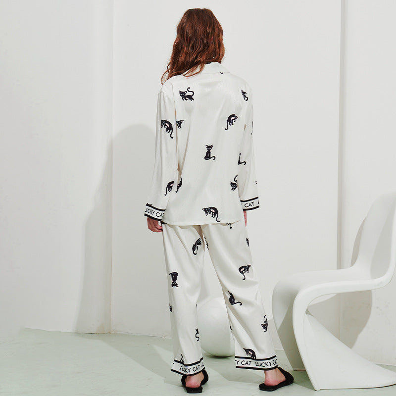 Women's Fashion Thread Ice Silk Pajamas Homewear Suit