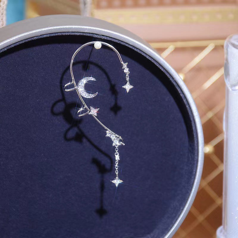 Moon Splash Star River Design Super Fairy Star Moon Ear Clip Ear Hanging Japanese And Korean Girl No Pierced Cold Wind Ear Rings