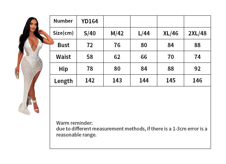 Mesh Rhinestone Halter Asymmetric Skirt