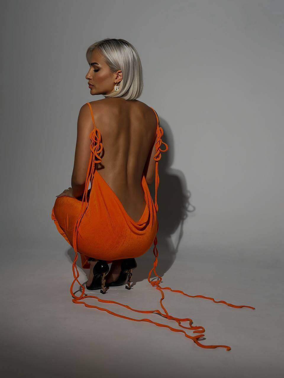 Sexy Bare Back Dress Summer Camisole Gown Lace-up Long Dress