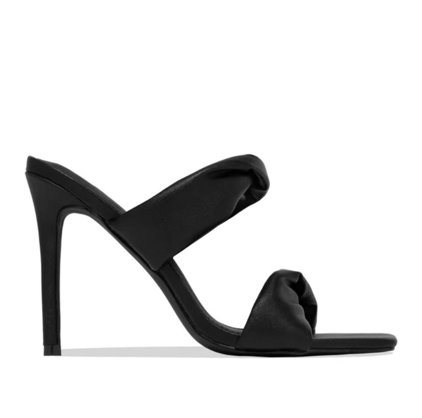 Square Toe Pleated High Heels