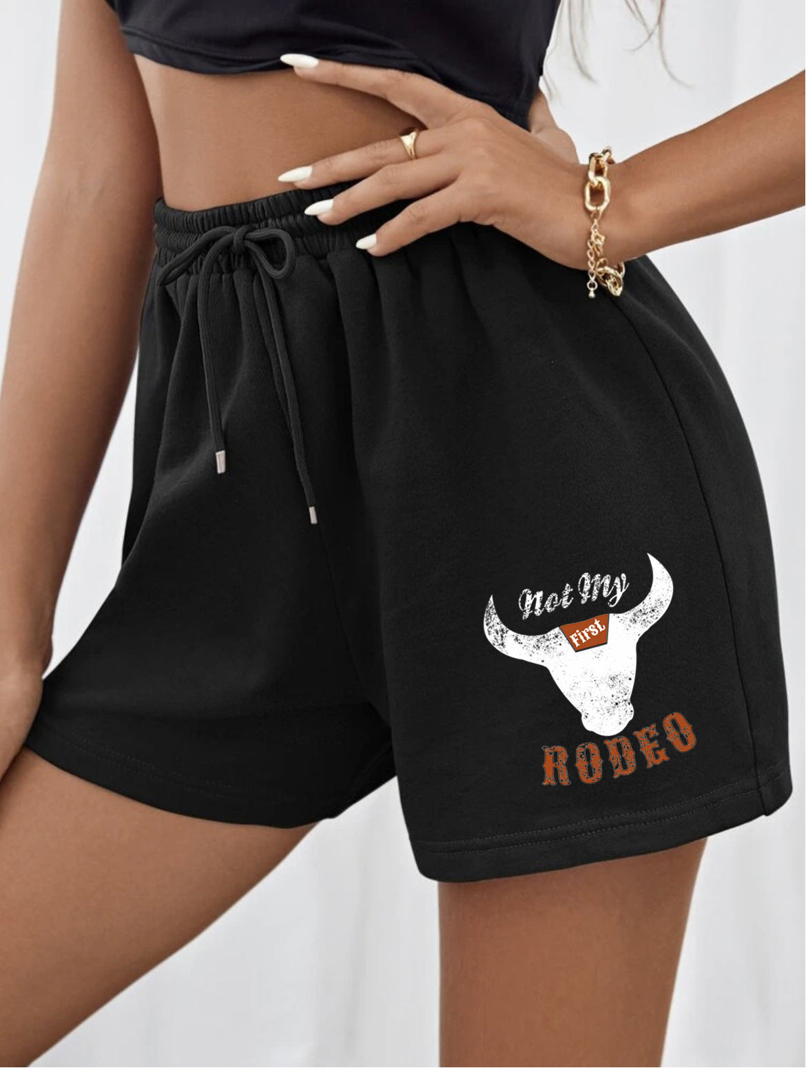 Summer Women's Sports Pants Cow Head Lace Loose Casual Shorts