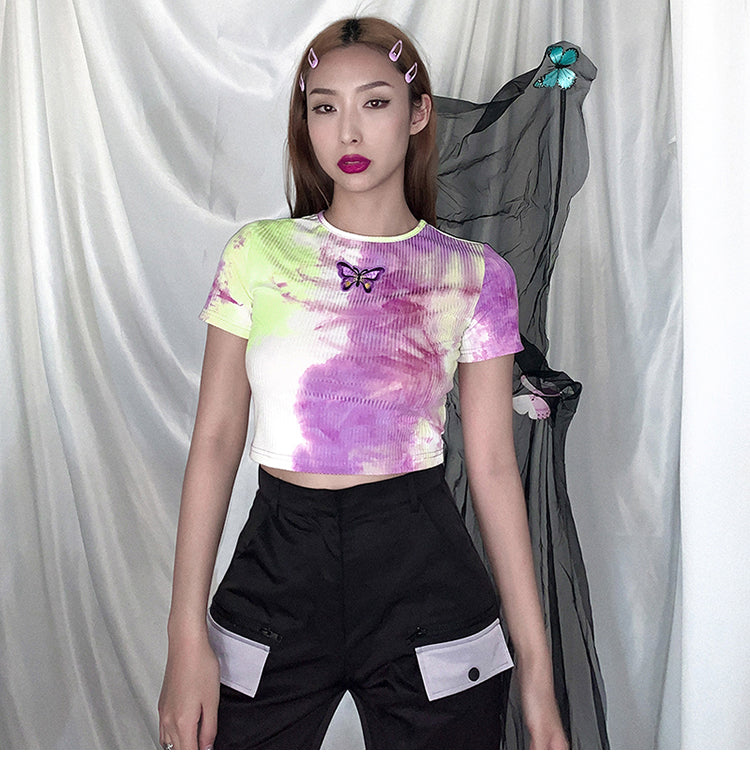 Tie-dye butterfly t-shirt short sleeve shirt