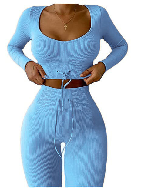 Autumn And Winter New Knitted Nine-point Long-sleeved Sports Yoga Suit