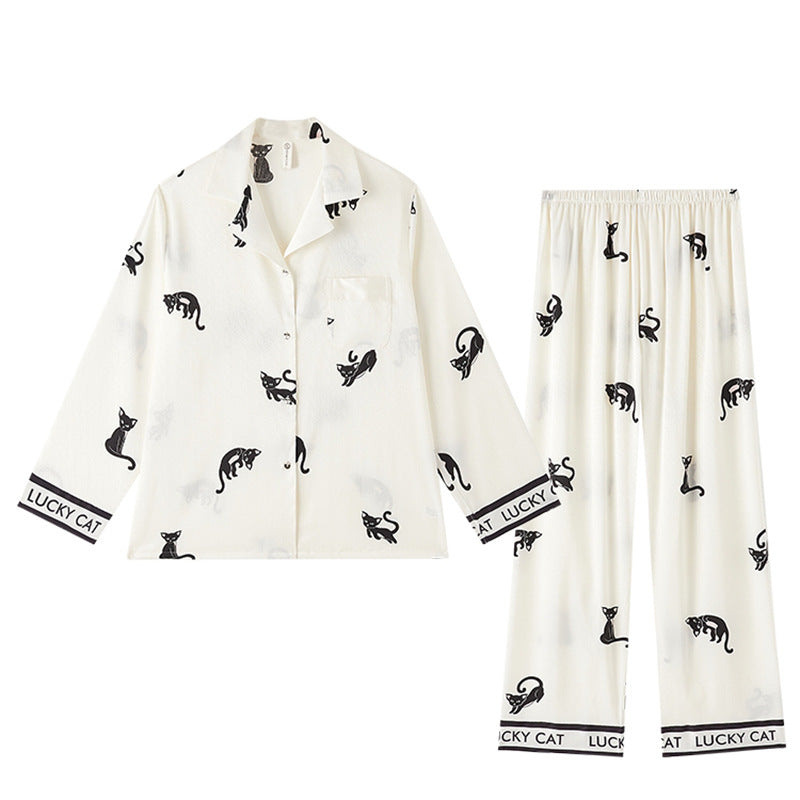 Women's Fashion Thread Ice Silk Pajamas Homewear Suit