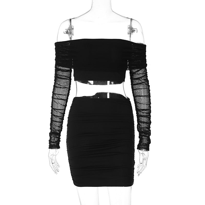 Women's Fashion Casual Mesh Panel Two Piece Set