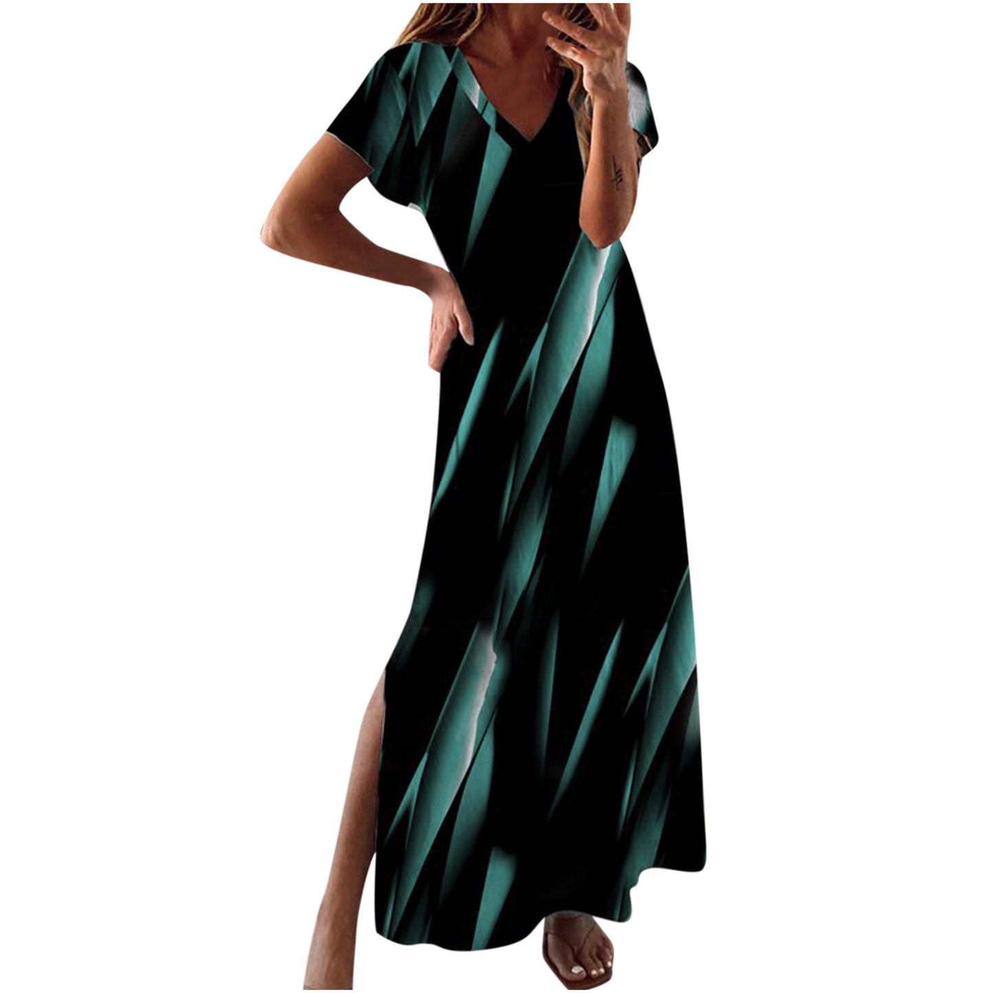 New Women's Casual Loose Printed Short Sleeve Dress