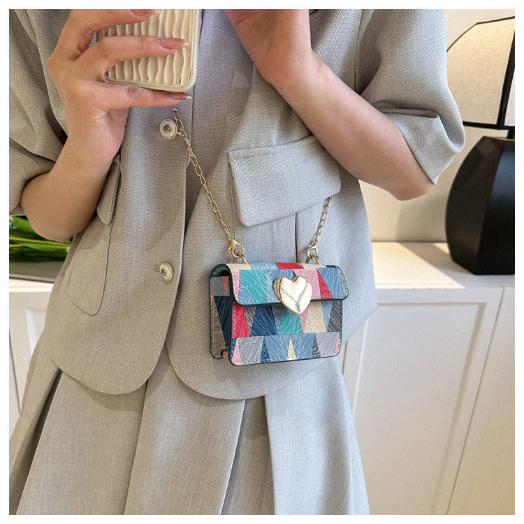Fresh Simple Western Style Temperament Chain Small Female Patchwork Shoulder Messenger Bag