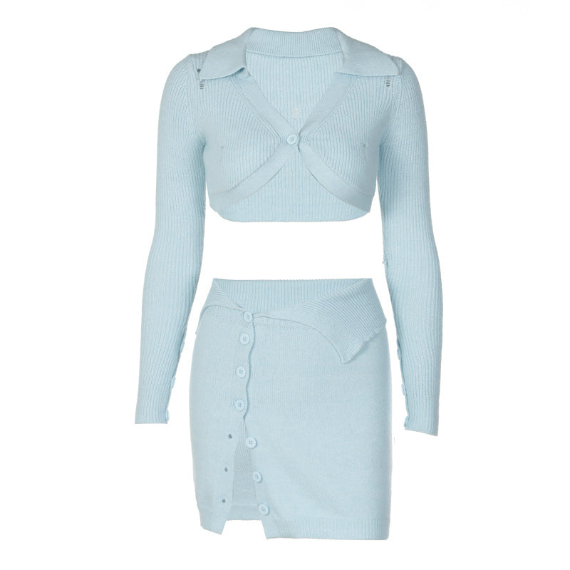 Women's Button Split Skirt Suit