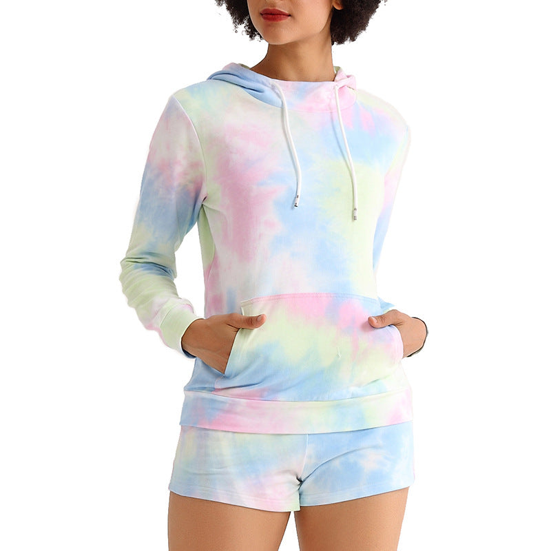 Two-piece suit with tie-dye sweater