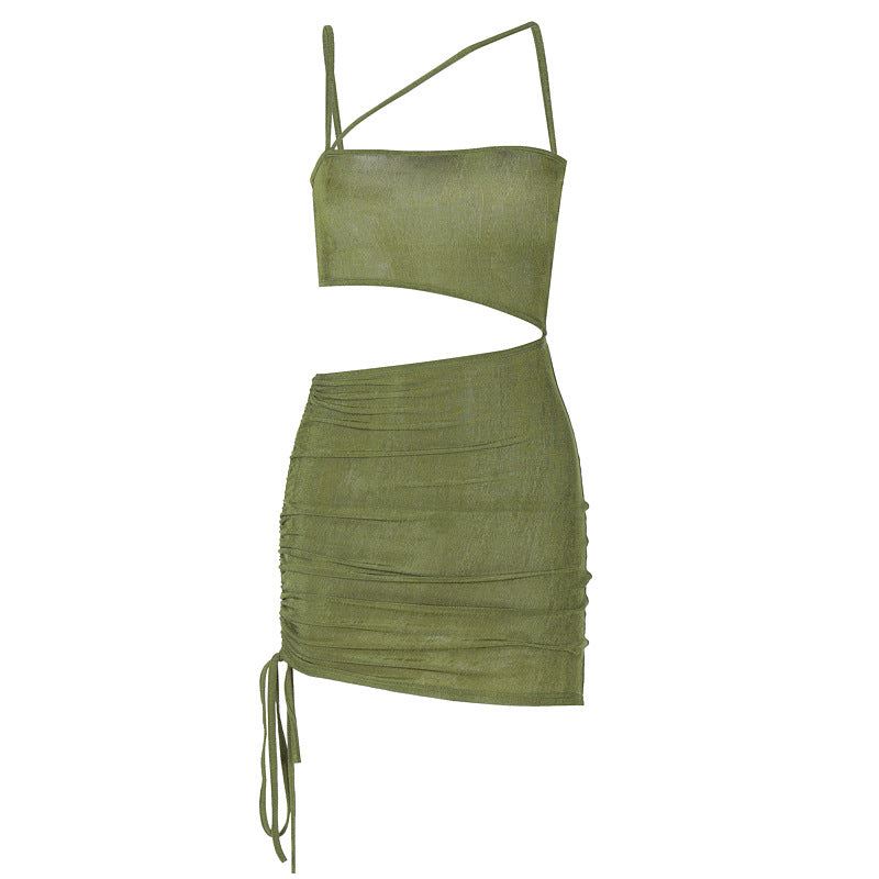 Sexy Side Cutout Drawstring Suspender Dress