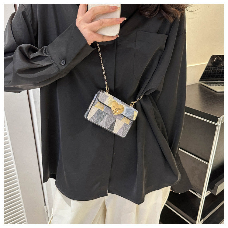 Fresh Simple Western Style Temperament Chain Small Female Patchwork Shoulder Messenger Bag