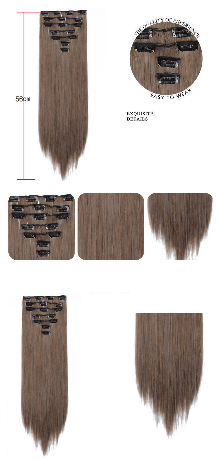 European And American Style Wig Chemical Fiber Hairpiece Clip Seamless Hair Extension 7-piece Set