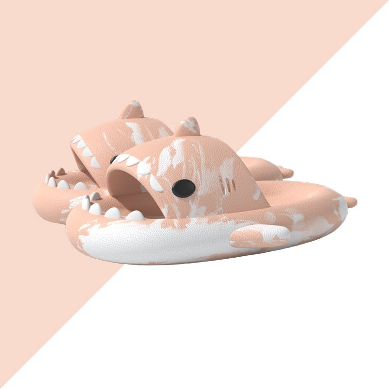 Two-color Shark 4CM Thick-soled Sandals Men's EVA Lightweight Shit-stepping Home Slippers Couple Beach Flip-flops Women